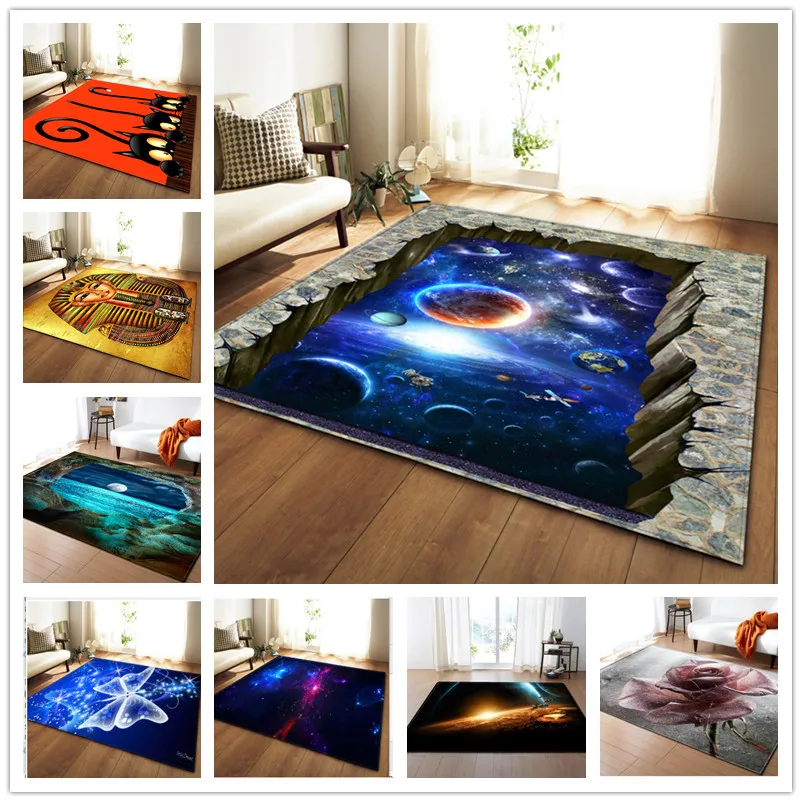 

Nordic Carpet Soft Flannel Parlor Area Rugs 3D Printed Galaxy Space Anti-slip Mat Hallway Big Size Carpets for Living Room Decor