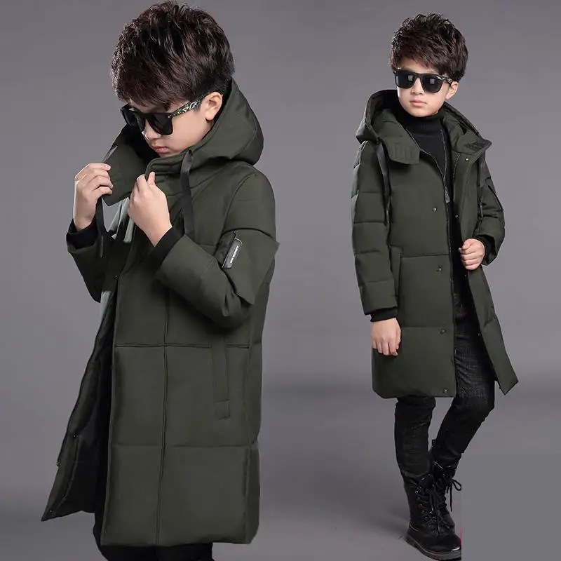 

-30 Degree Children Cold Winter Hooded Jackets Kids Big Fur Collar Jacket Boys Thickened Warmer Outerwear & Coats 10 12 14 Year