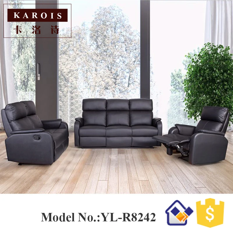 Dubai Modern Leather Living Room Furniture 3 Seat Recliner Sofa