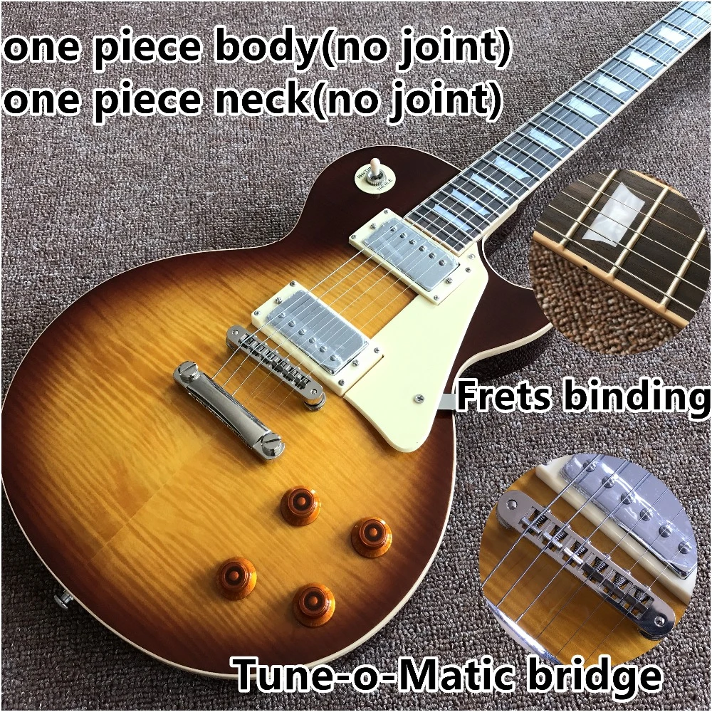 

Vicers new one piece Neck one piece body electric guitar , Upgrade Tune-o-Matic bridge guitarra Tiger Flame standard guitar