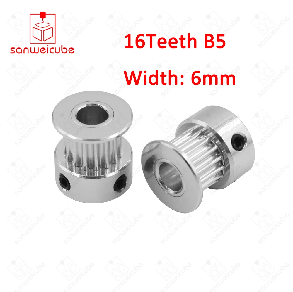

10pcs/lot GT2 Timing Pulley 16 Teeth Wheel Bore 5mm width 6 Aluminium Gear 16 Teeth Belt Width 6mm For Reprap 3D Printer pulley