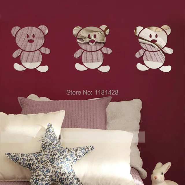 Teddy Bear Mirror Sticker For Nursery Boys S Bedroom Bedside Teddy Bear Mirror Sticker For Nursery Boys S Bedroom Bedside Background Decor Original Wall