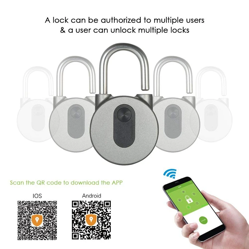Keyless Anti-theft Smart Lock Wireless Padlock Mobile Phone Bluetooth APP Used For Doors Backpacks Bikes Storage Lockers  12