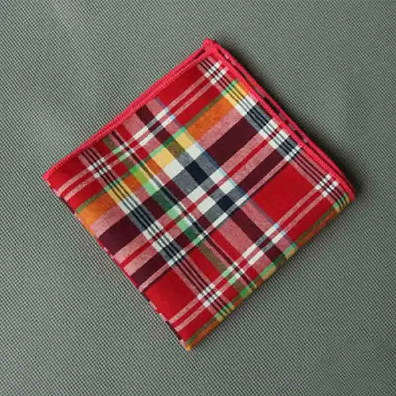 High Quality Handkerchief Men Vintage Plaid Hankies Men's Cotton Pocket