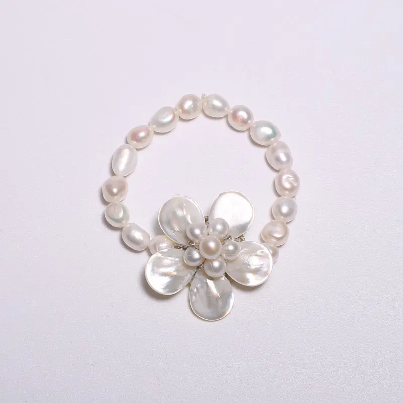 Deformity Bead 8-9 mm Five Petals Bells Of Hand-Made Woven, Elastic Rope Bracelet