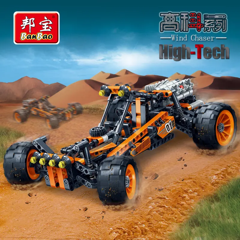 

BanBao HiTech Educational Building Blocks Toys For Children Kids Gifts City Cars Stickers Wind Chaser Off-Road