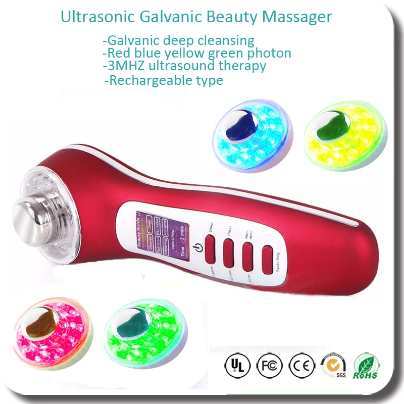7 IN 1 Skin Care Expert Ultrasonic Galvanic Ion Led Photon Rejuvenation Face Lift Acne Wrinkle Treatment Beauty Facial Massager