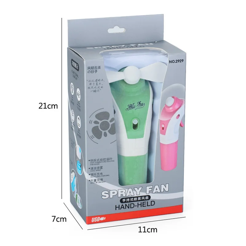 Summer Cute Kids Toys Portable USB Fan Cooler Mini Handy Desk Pocket Water Mist Fan Cooling Air Hum