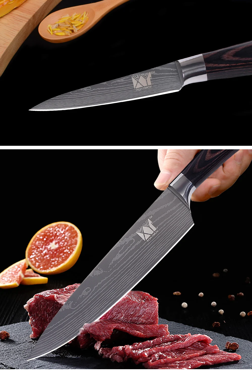 XYj кухонный нож 7cr17 кухонные ножи из нержавеющей стали аксессуары 8 дюймов 7 дюймов 5 дюймов 3,5 дюймов Дамасские вены кухонные ножи