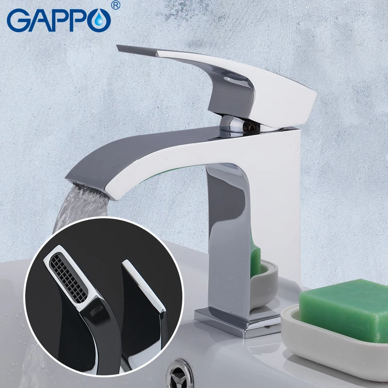 

GAPPO Deck Mounted Basin Faucet Chrome Plated Polished Sink Mixer Tap Solid Brass Tap Water Faucet Waterfall Basin Mixer Faucet