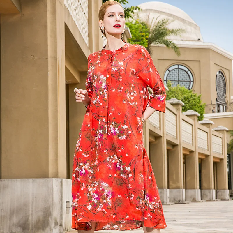 Lose 100Silk B Beach Hohe Party Kleid Printing Plus Qualit Size t Trail 2018 Neue Frauen Sommer IEDHW29