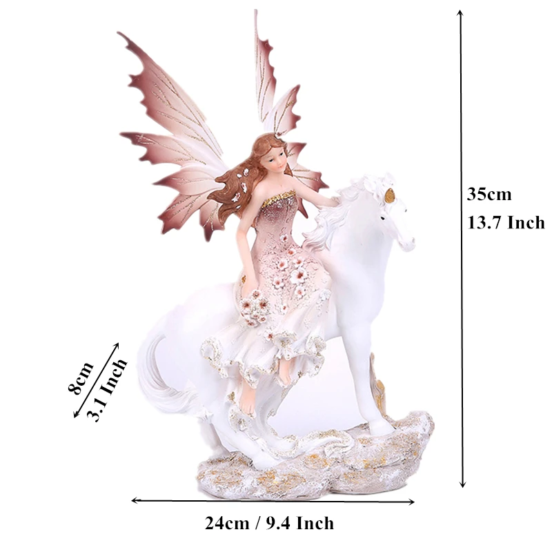 

Fairy Garden Miniatures 7 Styles 13.7'' Resin Craft Unicorn Horn Angel Figurines Lovely Flower Fairy Statue Home Decor Creative