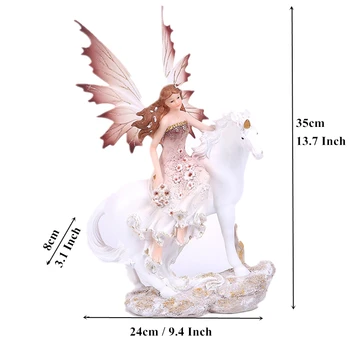 

Fairy Garden Miniatures 7 Styles 13.7'' Resin Craft Unicorn Horn Angel Figurines Lovely Flower Fairy Statue Home Decor Creative