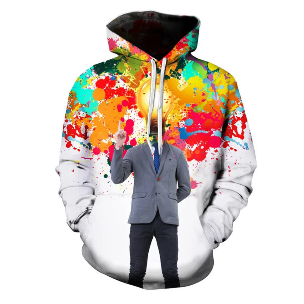 Thinker Patchwork Hoodies Sweatshirts Men Women 3D Pullover Funny Human