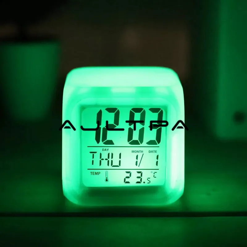 7 цветов с меняющейся подсветкой будильник цифровые часы термометр куб светодиодный часы время недели данных и температурный дисплей