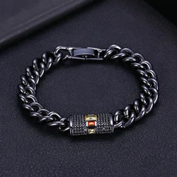 Accking модный браслет с микро цепочкой AAA кубический циркон, медный разноцветный браслет для женщин, подарок, ювелирное изделие - Окраска металла: black bracelet