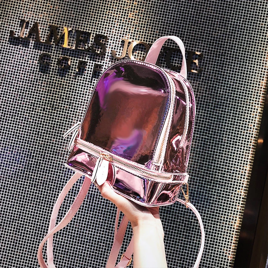 

Glossy Women Children School Backpack Leather Holographic Laser Schoolbags For Teenage Girls Fashion Mini Women Travel Book Bags