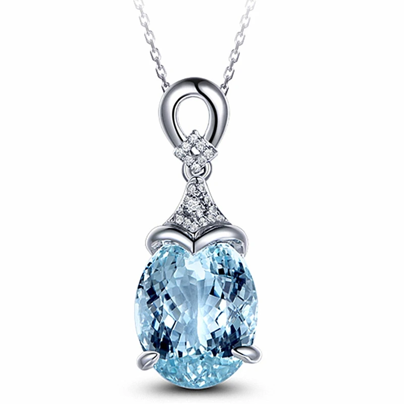 New Fashion Style Synthetic Crystal Teardrop Necklace Silver Color