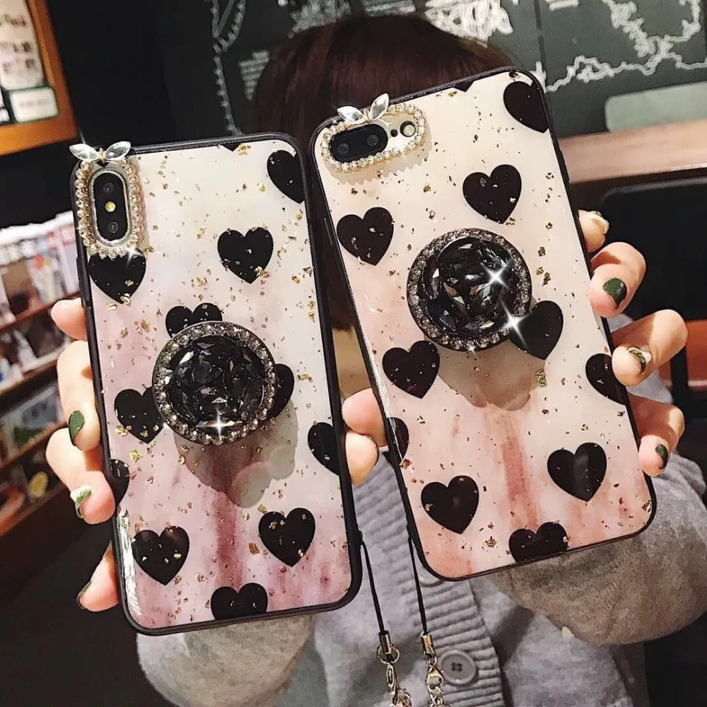 

3D Luxury Love heart Glitter Phone Case Cover For Iphone XS Max XR X 8 8plus 7 6 6S Plus Silicone Back Cases Fashion Capa Shell