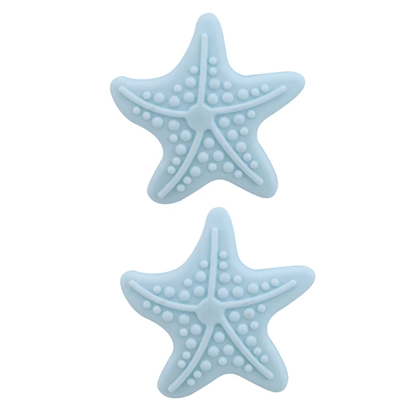 1 шт. креативные настенные утолщенные бесшумные милые морские звезды в форме силиконовой ручки, дверной замок после защиты, наклейки на стену - Цвет: blue