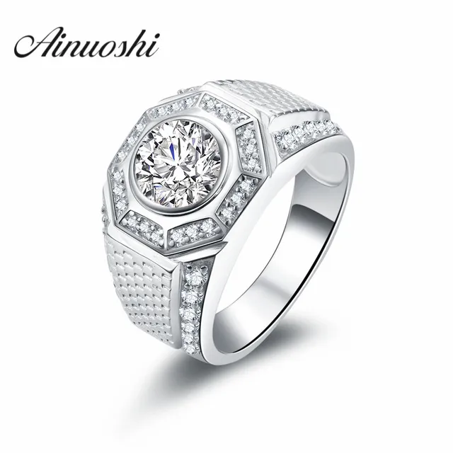 Ainoushi Luxury Design 2 Carat Sona Engagement Ring Vintage Man Ainoushi Luxury Design 2 Carat Sona Engagement Ring Vintage Man Trendy Sports Wedding Genuine 925