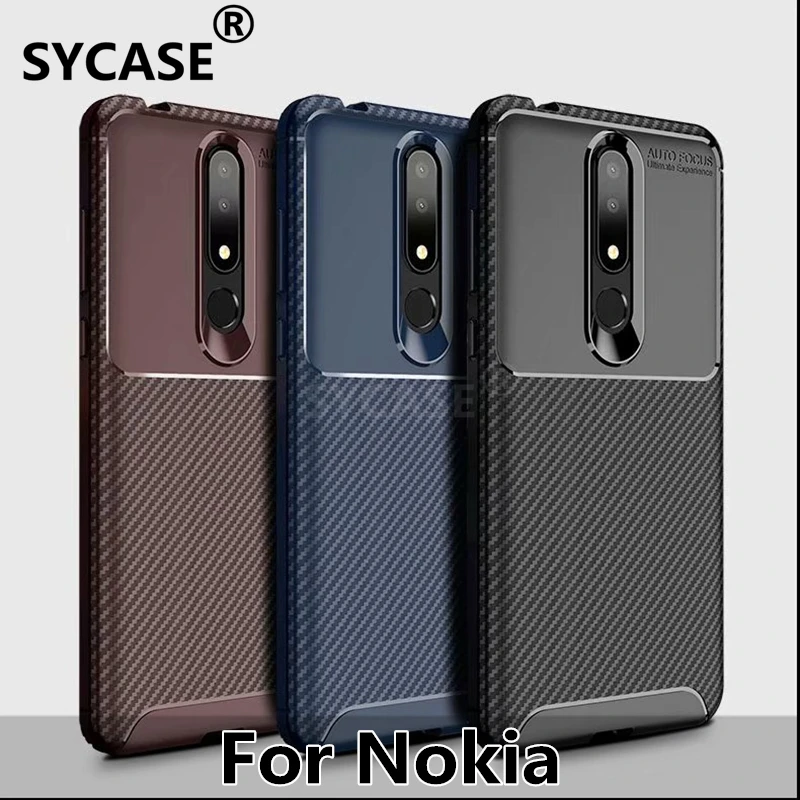 SYCASE Slim Carbon fiber stereo Business soft shell For Nokia 8.1 7.1 plus for X5 X6 X7 Case All inclusive Anti-drop Cover |