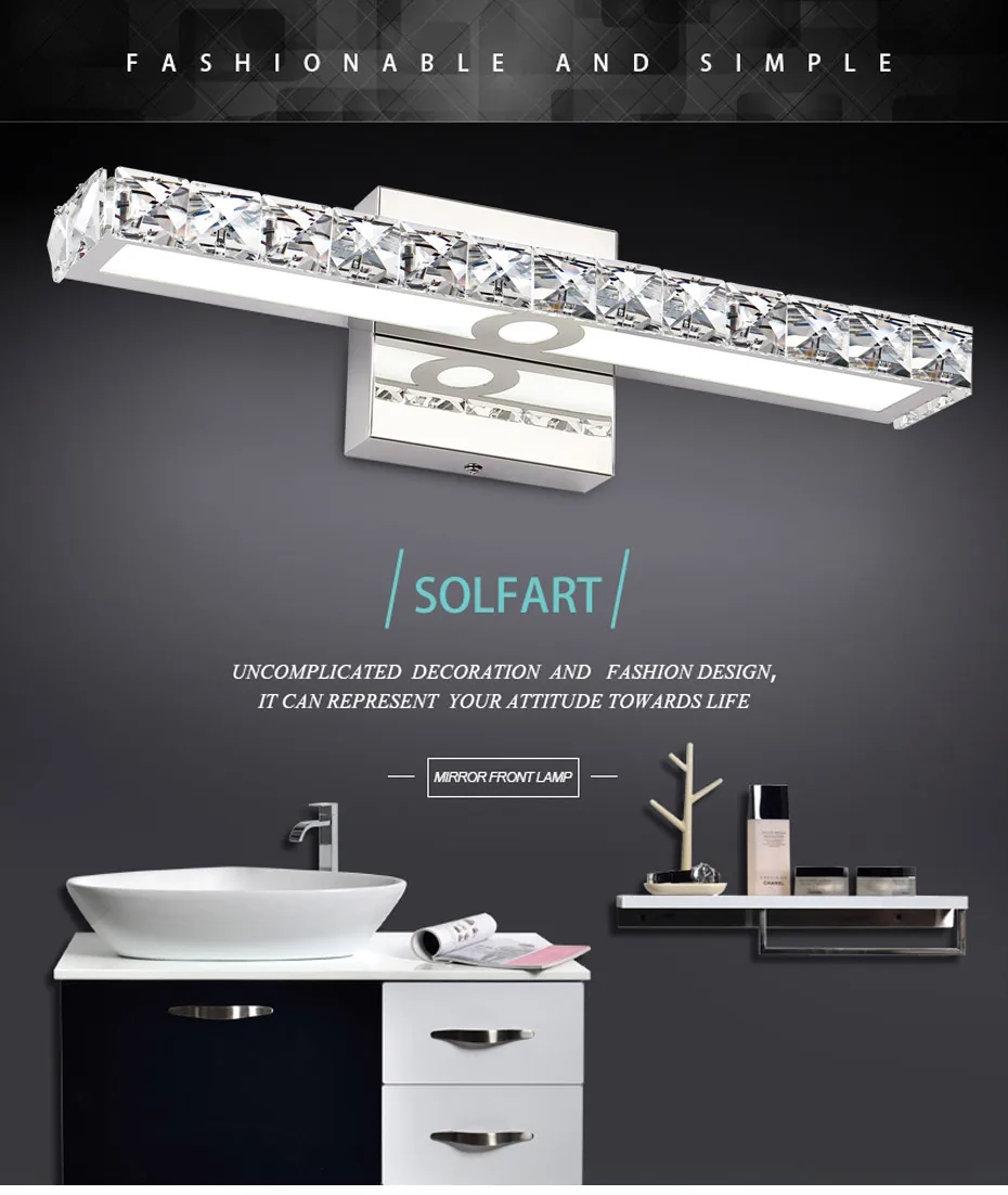 Luzes de Parede do Banheiro Espelho da Frente Luz do Banheiro Solfart Lâmpada Arandela Vaidade Luzes Gabinete Maquiagem Luminárias Led 23 Solfart lâmpada arandela luzes de parede do