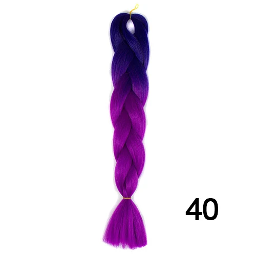 Шелковистые пряди, 24 дюйма, 100 г, Омбре, синтетические плетеные волосы для наращивания, для вязания крючком, косички, огромные косички, два тона, Омбре, цвет - Цвет: 40