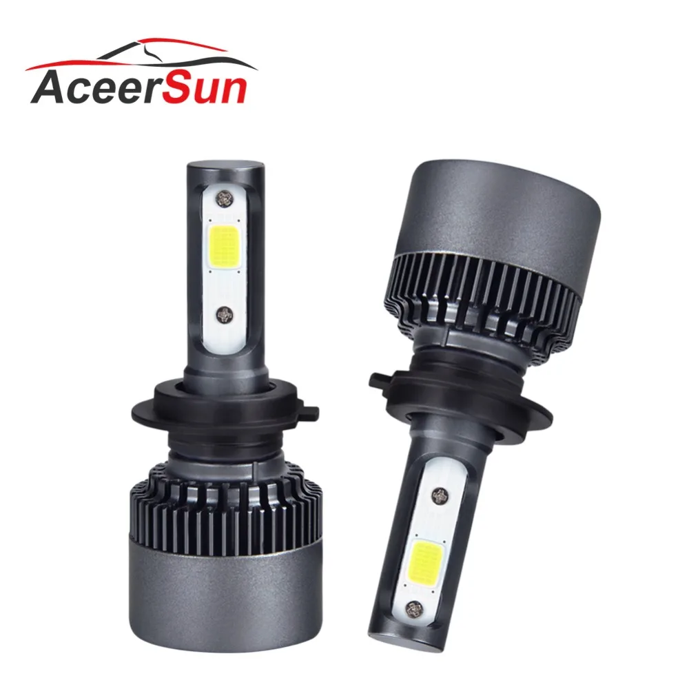2 шт. Светодиодные Автомобильные противотуманные фары 6500K LED H7 COB 76W 10000LM 12V 24V H1 H3 H8 H9