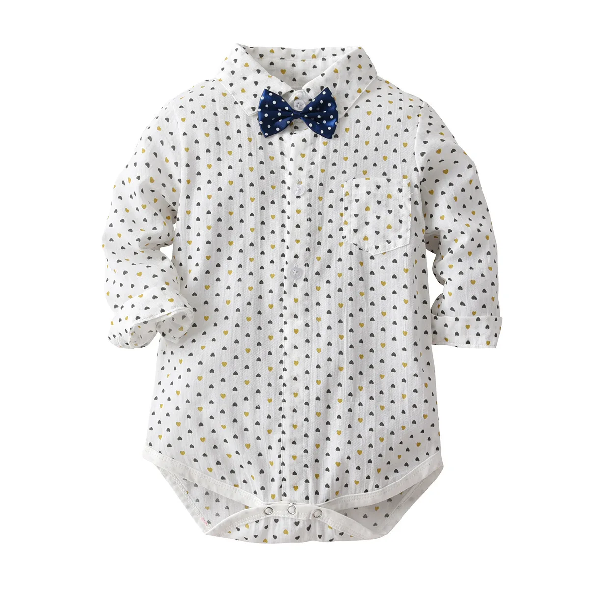 

HI&JUBER Infant kids Baby Boy Romper Clothes Heart Print Long Sleeve Shirt Style Romper Kids Jumpsuit Infant Clothing