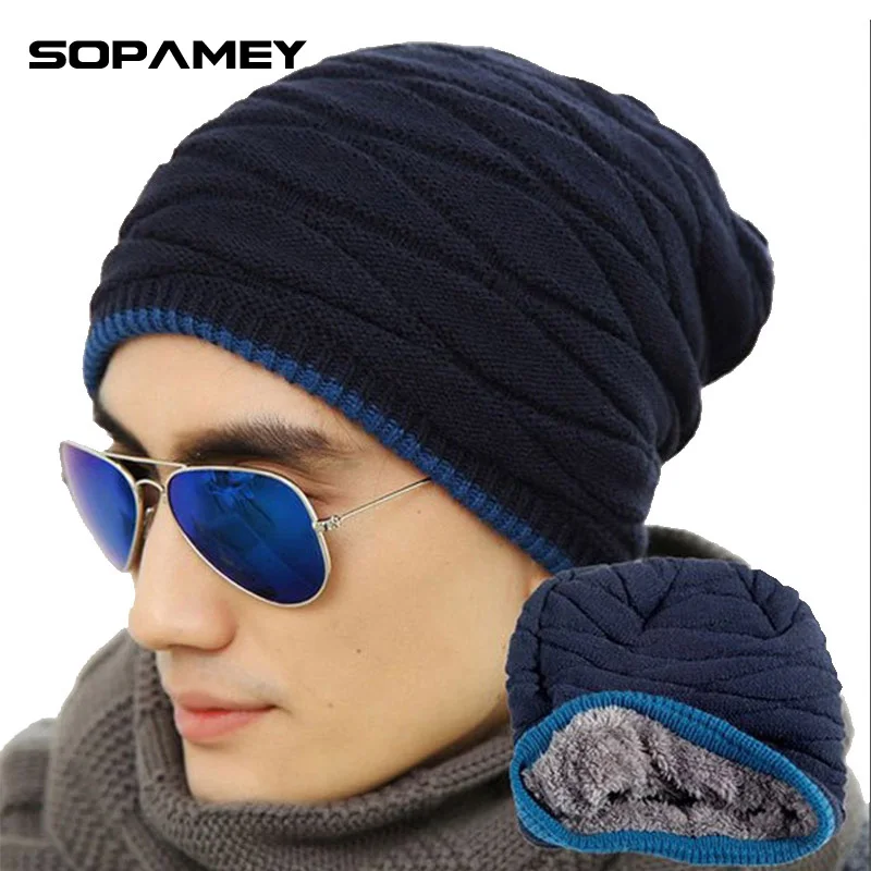 Touca день плохой прически мужские теплые зимние лыжные шапочки шапки бини для мужчин Gorros шапки Большой вязаный шляпа уличный спортивный камуфляж шляпа