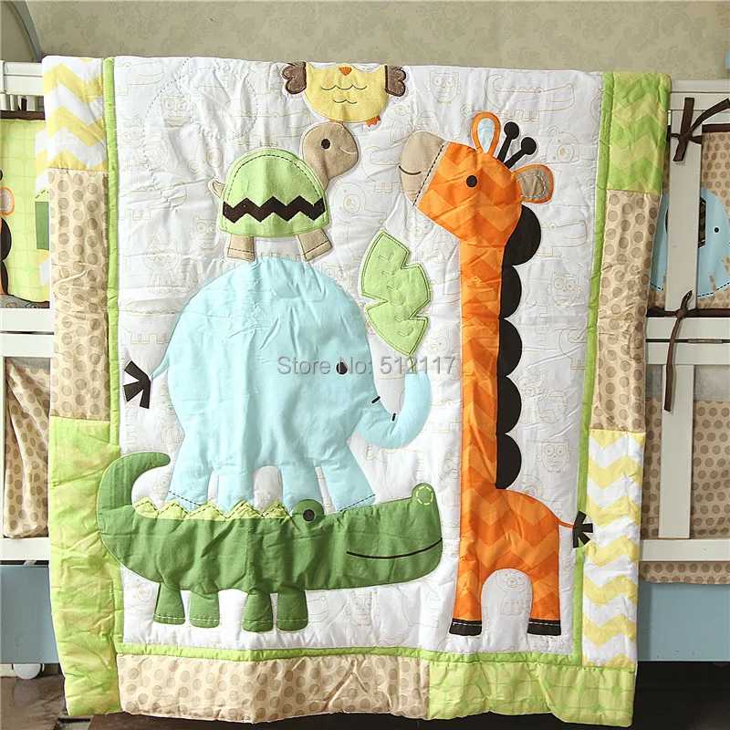 

2014 Newest 7pcs Baby Crib Cot Bedding Set Quilt Bumper Sheet Dust Ruffle Nappy bag 4 items Birdie Owlet for Girl
