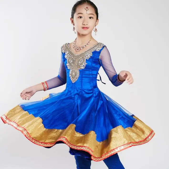 Sarees индийский традиционный Детский костюм в этническом стиле Kurtas танцевальные