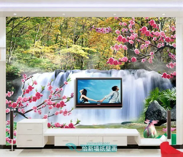 Mural sofa tv mural waterfall 3d wallpaper board wall | Обустройство дома