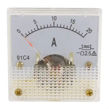 

Pointer DC ammeter 91C4 DC 0-20A/75mv 30A 50A Analog Panel Ammeter Gauge Voltage Amperemeter Class 2.5 45*45mm