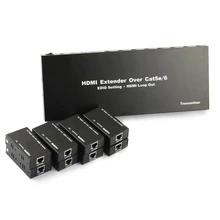TreasLin 1X8 HDMI Extender Over Cat5 Cat6 Up to 196FT 1080P 1 Transmitter to 4 Receiver for TV Camera DVR No Net Switch Required