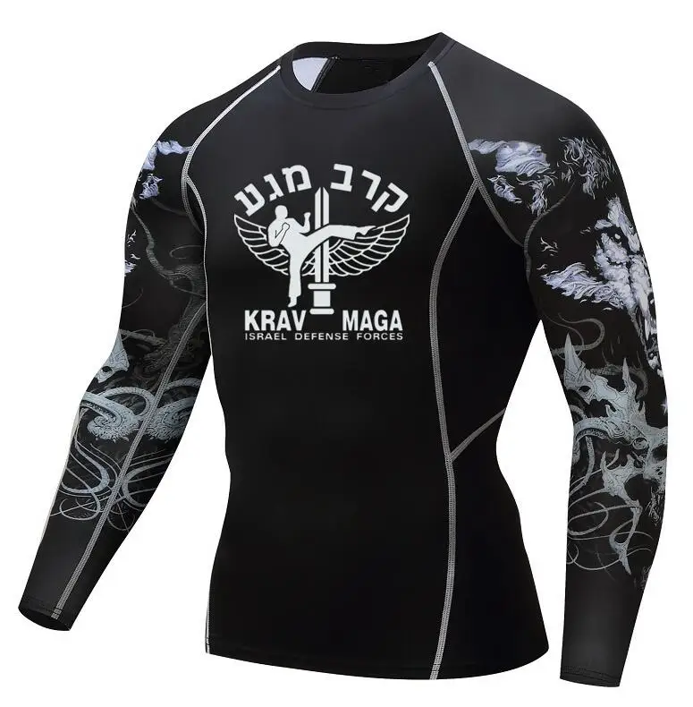 

Mens Israel Krav maga T Shirts Compression Shirts 3D Teen Wolf Jerseys Long Sleeve T Shirt Fitness Men MMA Quick Dry T-Shirts