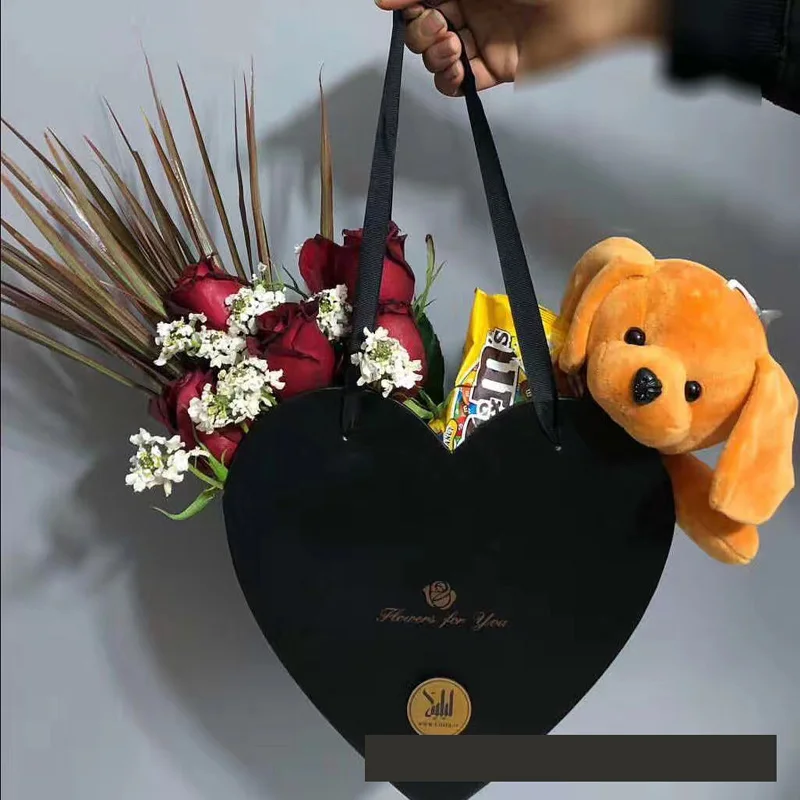 

W9679-solid color heart-shaped portable flower gift box two-piece set bouquet flower wedding gift box