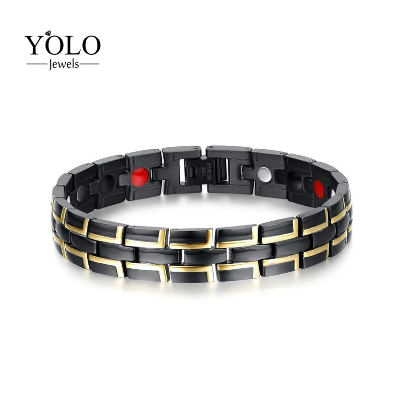 

2019 Men's Stainless Steel Black Magnetic Bracelet Men Stainless Steel Men BraceletFashion Energy Germanium Hologram Bracelet