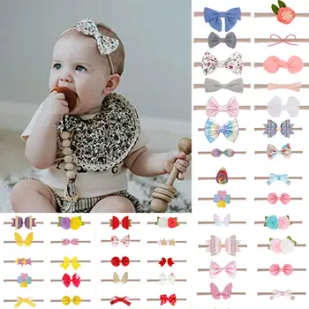 

10pcs Cute Baby Headband Princess Baby Girls Toddler Small Sequin Flower Bow Nylon Baby Girls Headband Ribbon Elastic Hair Band