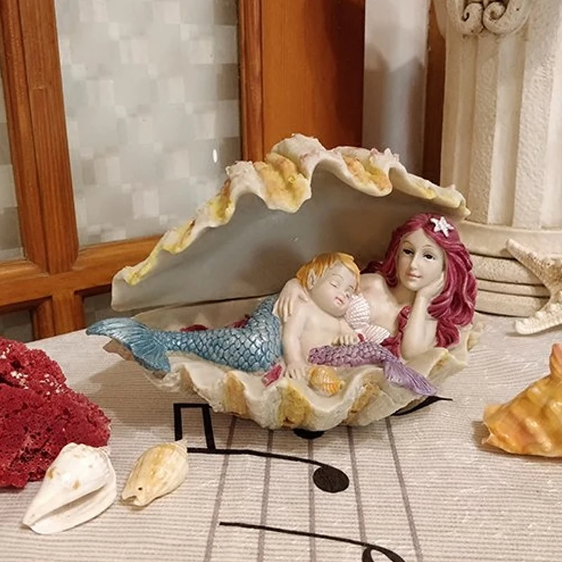 

New Cute Mermaid Home decor crafts Animals resin Figurines fairy garden miniatures statue fish tank decor accessories gifts