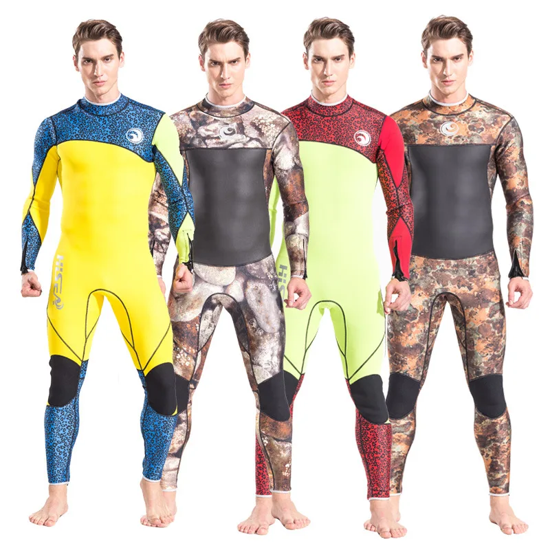 

Hisea 3mm Neoprene Long sleeved men Sunscreen Diving Suits Thick Warm Swimming one-piece wetsuit Wet Suit Swimsuit Full Bodysuit