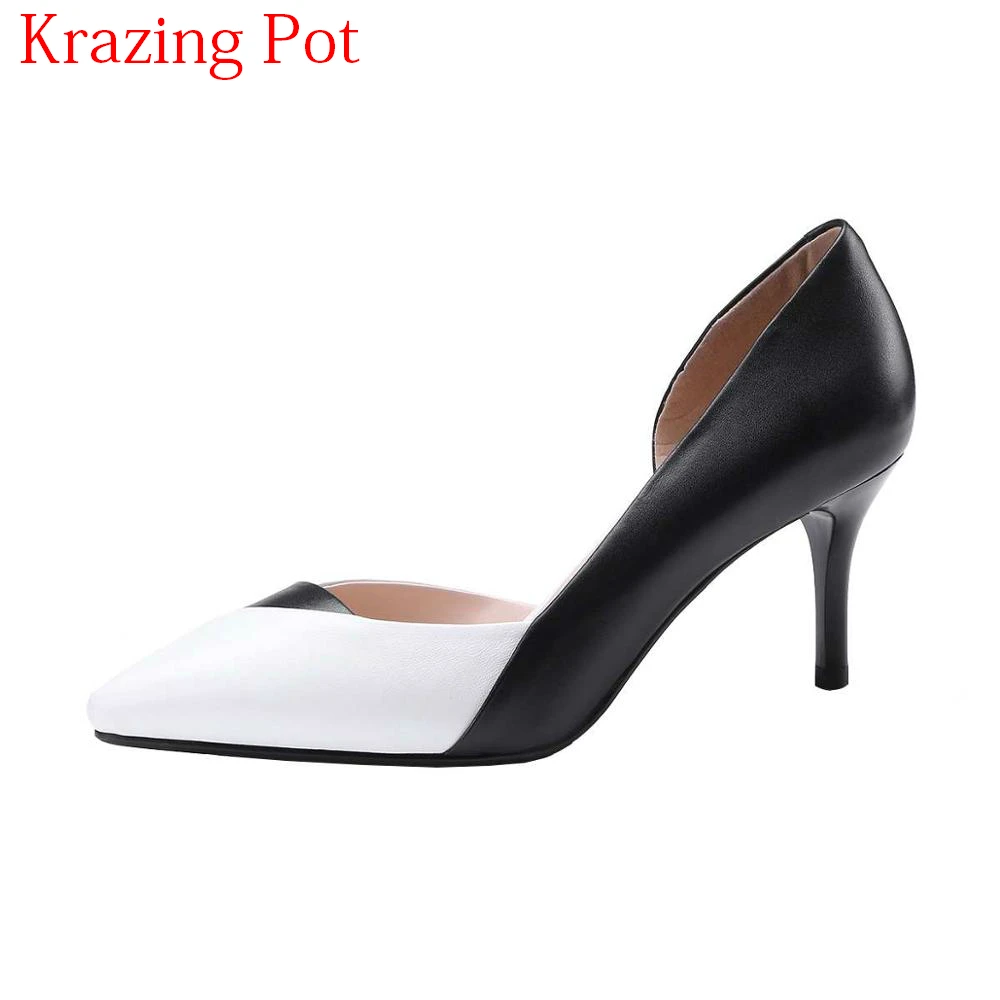 

2018 Superstar Brand Spring Shoes High Heels Genuine Leather Slip on Mixed Colors Party Wedding Shoes Streetwear Women Pumps L33