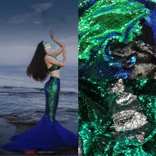 130*92 см Реверсивный плоский круглый Русалка рыбья чешуя блесток ткань DIY швейная сценическая одежда африканские тканевые аксессуары к одежде