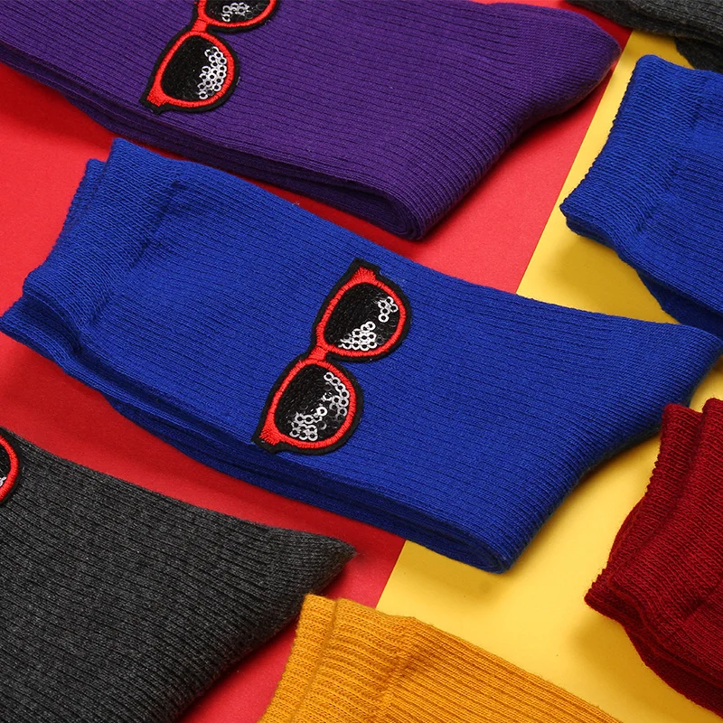 Модные носки для женщин Веселые носки очки мороженое Блестящий Носок уличная носки хараюку эластичные хип хоп Sox