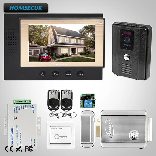 

HOMSECUR 7" Wired Video Door Entry Security Intercom Electric Lock+Keys Included(TC011-B+TM701-B)