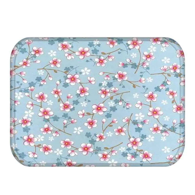 Flannel Rural Waterproof Anti-Slip Floor Mat Flowers And Birds Bathroom Rugs Decorative Stair Tapete Peludo Home Decor Rugzak