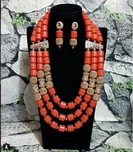 Artificial Coral Beads Indian Bridal Jewelry Set Dubai African Wedding Women Costume Necklace Set New Free Shipping CNR818