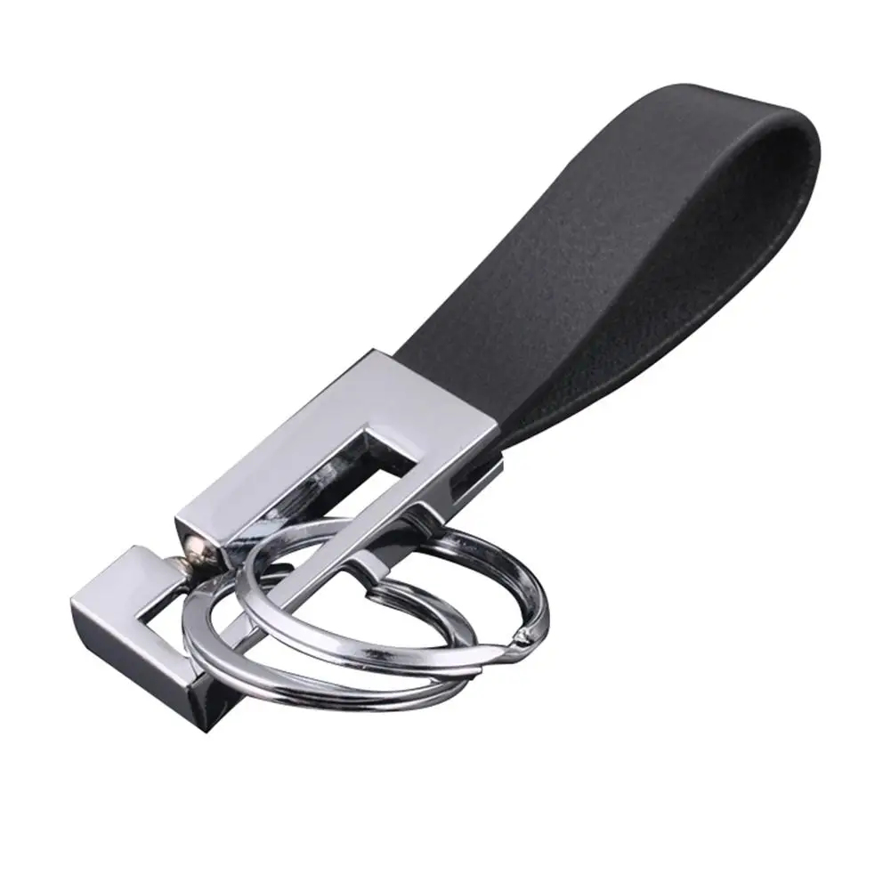 Buy Black Leather Strap Keyring Keychain With 2 Loops