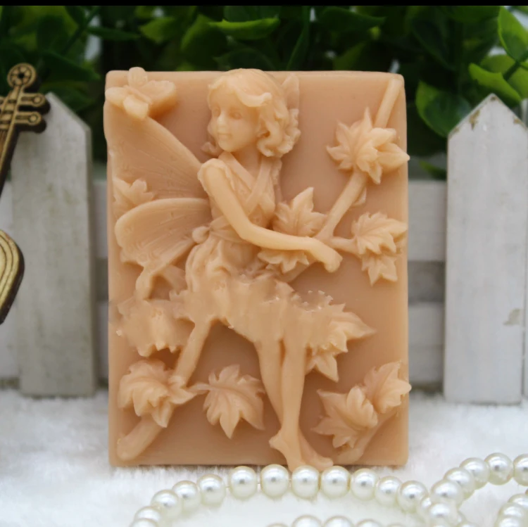 

Silicone soap mold handmade food mold Flower fairies with butterflies Sitting on a maple DIY soaps mould aroma stone moulds